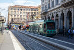 The three-section articulated tram 9007 of the SOCIMI T8000 type (electric AEG – year of manufacture 1990 - 92) of ATAC (Azienda per i Trasporti Autoferrotranviari del Comune di Roma) is standing on July 13, 2022, at the Roma Termini station, r ...