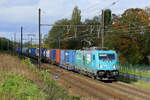 The CFL Cargo 188 183  Bumblebee  on route from the port Antwerp to Luxembourg with a Hupac train. Bombardier Traxx Universal F160 MS3 build in 2026 with construction N� 35971. Unlike by SETG the locs are not unique, also the 188 060; 188 066 and the 188 067 are Bumblebees. The 188 061; 188 063 and the 188 184 are Owl. The 188 062; 188 064 and the 188 181 are Ants. The 188 065; 188 068; 188 069; 188 180 and the 188 182 are Fox. The 188 185 is a Deer. Line 27A at Antwerp Airport. 27-10-2026 