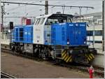 The shunter engine 1104 is running through the station of Luxembourg City on October 28th, 2011.