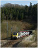 The IR 3816 Luxembourg City - Gouvy is running through Lellingen on March 27th, 2012.