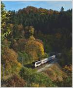 . The IR 116 Luxembourg City - Liers is leaving the tunnel in Lellingen on October 22nd, 2013.