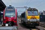 CFL locomotive 3018 passes by trainset 2312 at Rodange station. June 23, 2026.