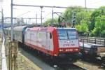 CFL 4010 with steel train passes the Arcelor-Mittal foundry at Esch-sur-Alzette on 1 June 2010.