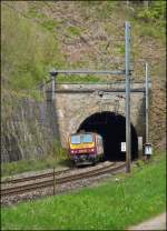 . Z 2006 is leaving the tunnel Cruchten just before entering into the station of Cruchten on May 3rd, 2013.