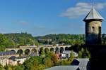 . A local train taken on the Pfaffental viaduct in Luxembourg City on September 23rd, 2014.