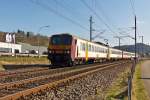 . Z 2000 double unit is running as RE 3714 Luxembourg City - Troisvierges between Lintgen and Mersch on March 12th, 2015.