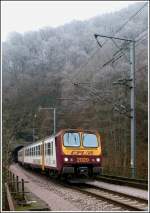 Z 2020 is leaving the tunnel Féischterhaff near Goebelsmühle on November 16th, 2011.