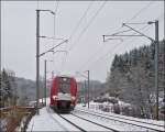 The IR 3741 Troisvierges - Luxembourg City is running through Enscherange on January 22nd, 2013.