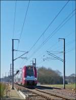 . The RB 4738 Rodange - Luxembourg City is running between Bascharage and Schouweiler on March 4th, 2013.