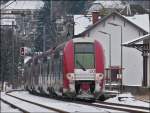 . Z 2200 double unit is leaving the station of Wilwerwiltz on January 18th, 2013.
