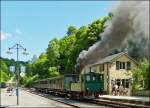 . A steam train of the heritage railway Train 1900 is waiting for passengers in Fond de Gras on June 16th, 2013.
