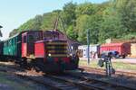 Ex-CFL 2001 shunts with museum stock at Fonds-de-Gras on 20 August 2023.