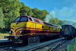 CFL locomotive 1806 leaves the station in Fond de Gras with her train October.01.2023    