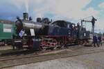 ENERGIE 507 bunkers fresh coal and water at the CFV3V head quarters at Mariembourg on 23 September 2023 -the flags on the loco are a reminder of the 50th anniversary of the CFV3V.