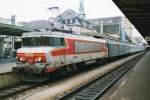 On 24 July 1998 SNCF 15059 stands at Luxembourg Gare Central with an EC to Brig, the leading coach being an SBB postal wagon.