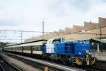 Scanned picture of CFL 1103 with coaches in Luxembourg Gare Central on 31 May 2010.