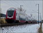 A local train to Wiltz is running through the Alzette valley near Lintgen on December 5th, 2010.