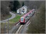A push-pull train is running between Merkholtz and Wiltz on April 8th, 2008.