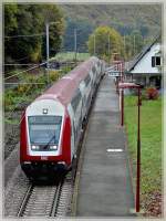 The RB 3209 Luxembourg City - Wiltz is leaving the station of Michelau on October 25th, 2009.