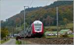 The IR 3737 Troisvierges - Luxembourg City is running between Mersch and Lintgen on October 24th, 2011.