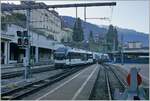 A rather unusual shunting train approaching the platform tracks in Montreux: MOB ABe 4/4 9301 shunting GPX wagons. 

April 4, 2025