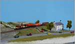 The EWS T Gauge 67001 with a Cargo train on my Diorama.