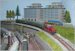 The Märklin mini club V 100 2027 with local service on the new bridge over th main line.