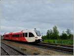 Arriva Diesel GTW 2/8A 229 as local train to Groningen is arriving in Windschoten on May 10th, 2012.