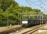 Captrain locomotives 189 990 and unknown leavig with a heavy coaltrain. Dordrecht 18-07-2013.