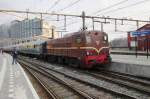 NS museumdieselloco 2225 pushes the 'Rheingold' special train out off Amsterdam Centraal, 30 March 2013.