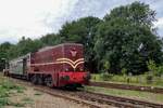 Dutch loco 2225 hauls a former SNCB coach and a German Köf-III out of Simpelveld with a ZLSM short extra hop to nearby Vetschau on 8 July 2017.