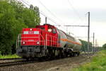 The DB Cargo Belgium 6504 with 2 tank wagons to the port of Antwerp. Build by Mak Kiel: DE6400 construction n�1200104 year of manufacture: 1994. Line 27A at Antwerp Airport. 30-06-2026
