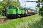 The Railtrxx Belgium 6481 double traction with the 6484 with the Zink ore shuttle from Nyrstar Balen(B) to the port of Antwerpen.