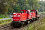 The DB Cargo Belgium 6466 and 6504 on route to the port of Antwerp. MaK 6400 build in 1992 with construction N� 1200066. Line 27A at Antwerp Airport. 29-09-2026