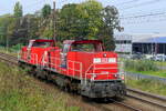 The DB Cargo Belgium 6504 and 6466 on route to the port of Antwerp. MaK 6400 build in 1992 with construction N� 1200066. Line 27A at Antwerp Airport. 29-09-2026