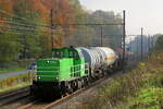 The Railtraxx 6482 on route to the port of Antwerp with 4 tank wagons.  MaK 6400 build in 1992 with construction N� 1200082. Line 27A at Antwerp Airport. 30-10-2026