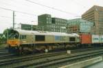 PB 03, in service of DLC, hauls a container train out of Amersfoort on a rainy 19 January 2004.