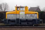 Side view on Shunter Tractie 502 at Blerick on 11 February 2015.