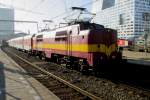 EETC night train headed by 1251 calls at Utrecht Centraal on 9 March 2014 and is photographed in very tricky circumstances.

