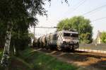 HSL 1832 hauls a tank train through Wijchen on 4 September 2014.
