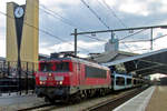 On 14 February 2014 DBC 1611 hauls an empty car carrying train through Tilburg.