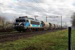Diverted dolimetrain hauled by TCS/RailPromo 101002 passes through Alverna on 10 January 2021.
