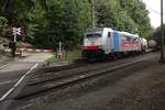 The Duisburg--Antwerp Combinant shuttle passes Venlo Bovenste Molen on 27 August 2020, headed by 186 492.