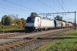 Akiem/LTE 186 355 enters Oss with a cereals train on 24 October 2021.