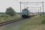 On the early Morning of 24 July 2024, diverted TCS/Lineas (cooperating on the overnight train European Sleeper BPraha hl.n.Bruxelles-Midi) ES 452 passes Niftrik, hauled by 186 291.