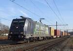 It's a match! On 15 February 2023 between your photographer and Medway 186 227 with container train passing by.