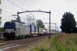 X4E-710 celebrates 140 years of Siemens electric tyraction whilst hauling an intermodal train through Hulten on 2 September 2022.