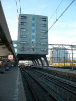 In Amsterdam centraal station a hotel has been build over track 2, 3 and 4.