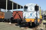 Artistic shunter 673 stands on 9 March 2014 at the Dutch Railways Museum in UTrecht-Maliebaan.