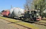 NS shunter 103 stands in the NSM railway museum in Utrecht Maliebaan on 8 March 2015.
